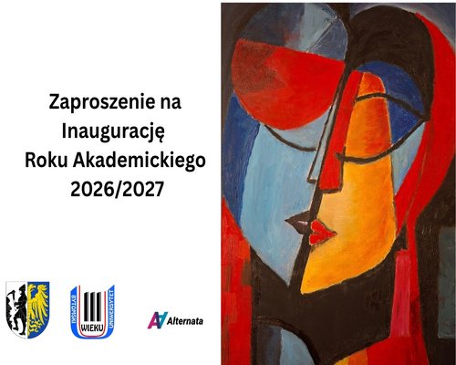 Zaproszenie na Inaugurację roku akademickiego wraz z abstrakcyjnym obrazem