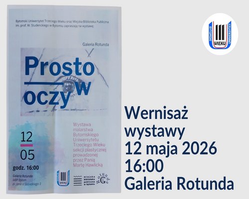 Plakat informujący o wernisażu wystawy Prosto w oczy