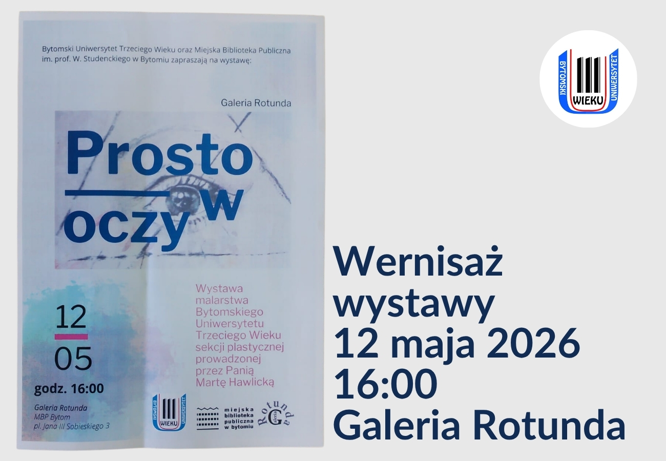 Plakat informujący o wernisażu wystawy Prosto w oczy