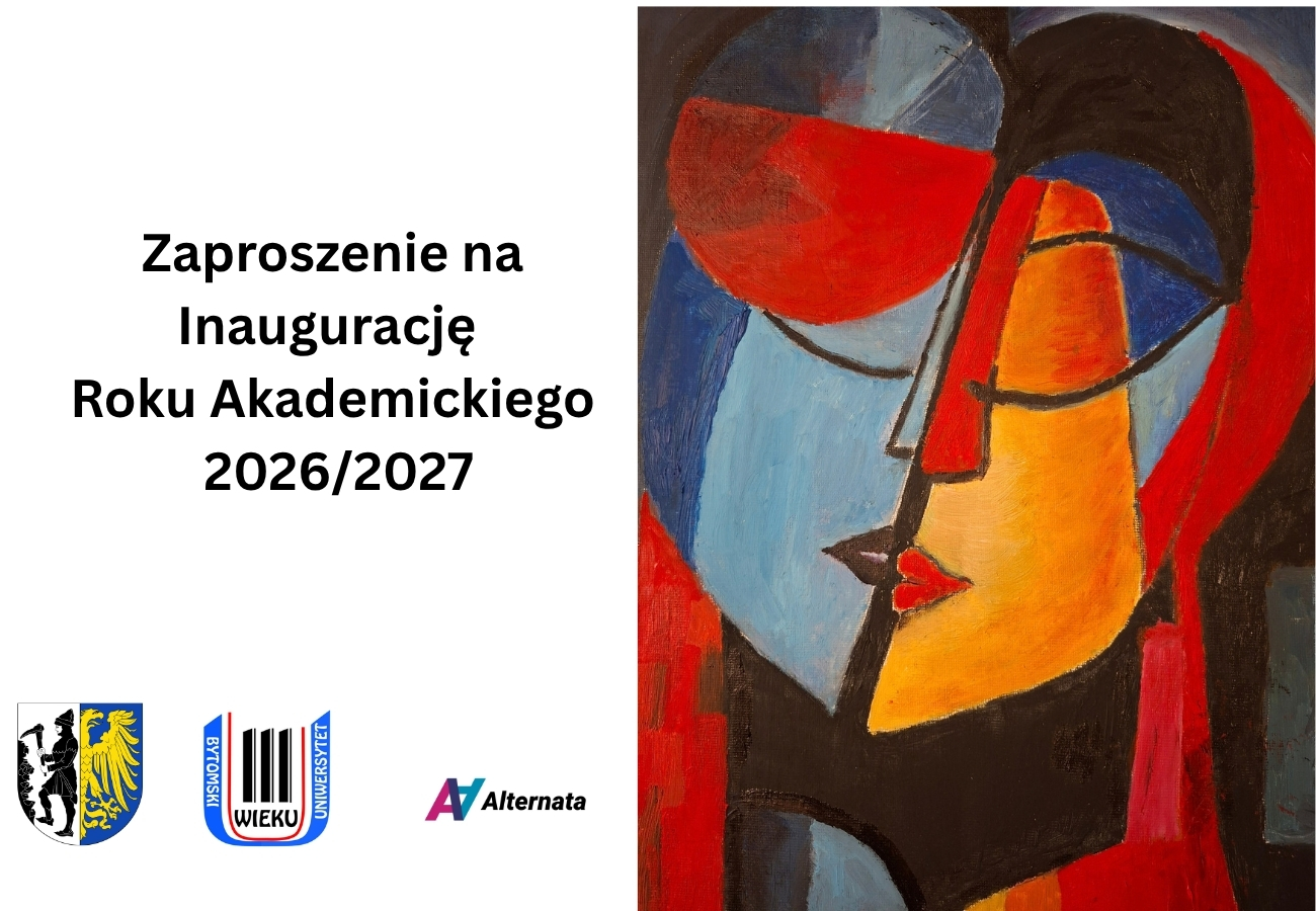 Zaproszenie na Inaugurację roku akademickiego wraz z abstrakcyjnym obrazem